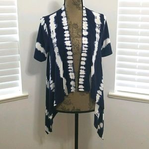 Chico's tie dye short sleeve open cardigan sz 4 us